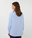 Stripe Flower Patch Blouse - White & Blue
