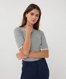 Short Sleeve Stripe Jumper - Off White & Navy