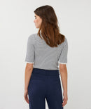 Short Sleeve Stripe Jumper - Off White & Navy