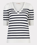 Short Sleeve Stripe Jumper - Off White & Navy