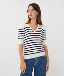 Short Sleeve Stripe Jumper - Off White & Navy