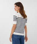 Short Sleeve Stripe Jumper - Off White & Navy