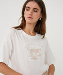 Wide Animal T-Shirt - Off White & Sand