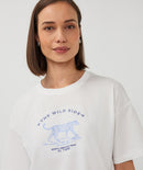 Wide Animal T-Shirt - Off White & Blue