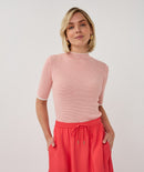 Short Sleeve Stripe Jumper - Off White & Red