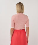 Short Sleeve Stripe Jumper - Off White & Red