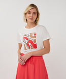 Paris T-Shirt - Off White & Red