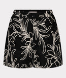 Flower Embroidered Shorts - Black