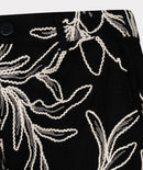 Flower Embroidered Shorts - Black