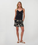 Flower Embroidered Shorts - Black