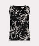 Flower Sleeveless Top - Black