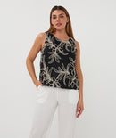 Flower Sleeveless Top - Black