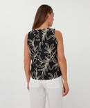 Flower Sleeveless Top - Black