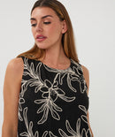 Flower Sleeveless Top - Black