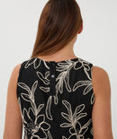 Flower Sleeveless Top - Black