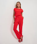 Fancy Crinkle Trouser - Red