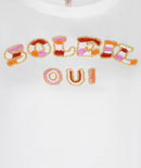 Soleil Beading T-Shirt - Off White/pink
