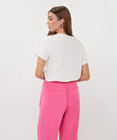 Soleil Beading T-Shirt - Off White/pink