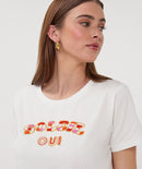 Soleil Beading T-Shirt - Off White/pink