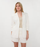 Linen Striped Blazer - Offwhite/sand