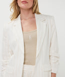 Linen Striped Blazer - Offwhite/sand