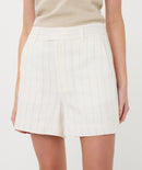 Linen Striped Shorts - Offwhite/sand