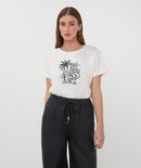Palm ESQ T-Shirt - Off White/black