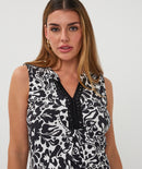 Golden Sleeveless Dress - Print
