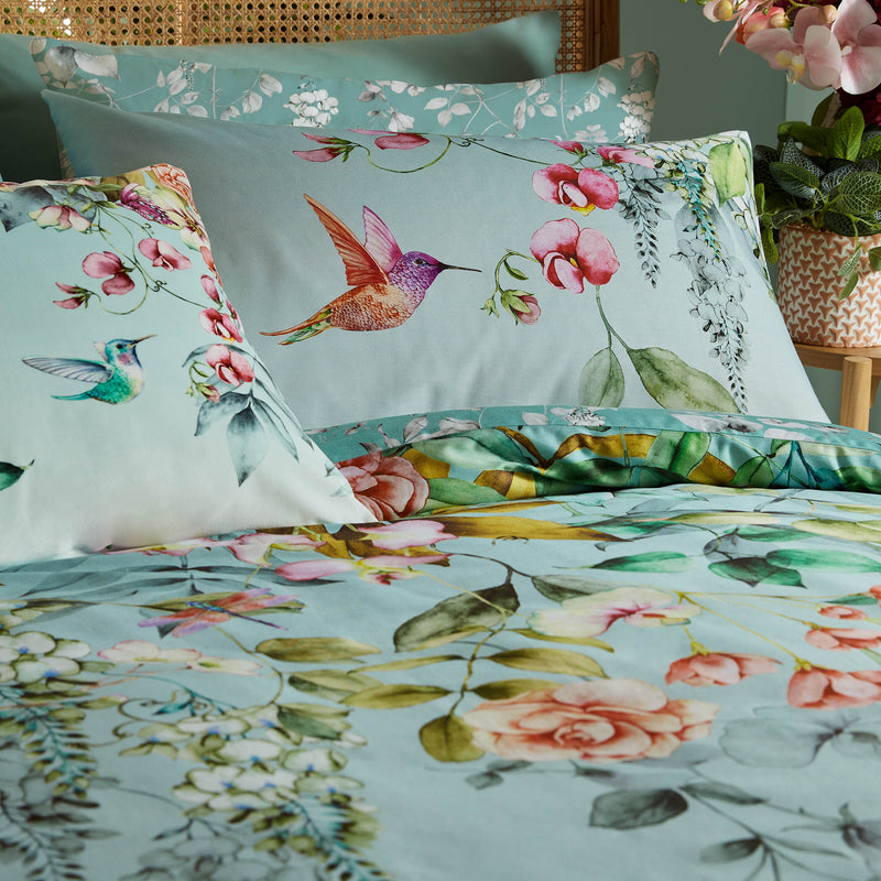 Ethereal Floral Duvet Cover Set - Dawn Blue