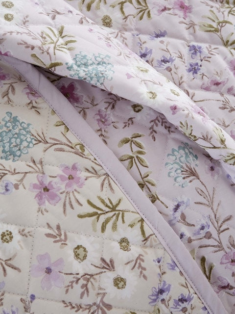 Ditsy Floral Cotton Bedspread - Lilac
