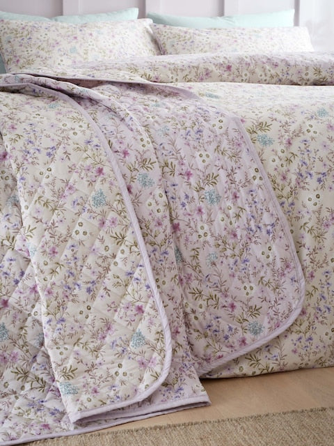 Ditsy Floral Cotton Bedspread - Lilac