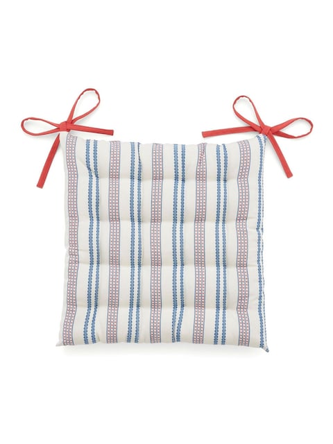 Ticking Stripe Seat Pad- Blue & Red