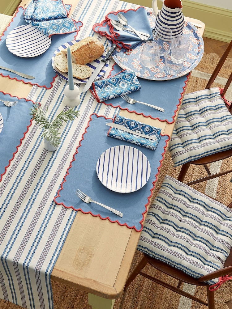 Ticking Stripe Seat Pad- Blue & Red