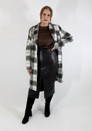 Vienna Longline Check Coat - Grey Check