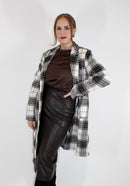 Vienna Longline Check Coat - Grey Check