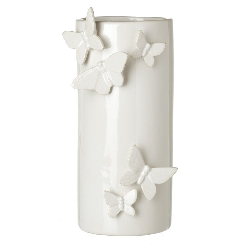White Butterfly Vase