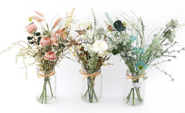 40cm Wild Flowers In Glass Vase