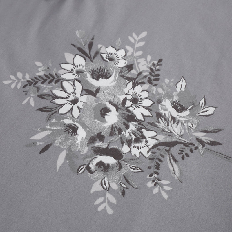 Floral Bouquet Duvet Cover Set - Grey