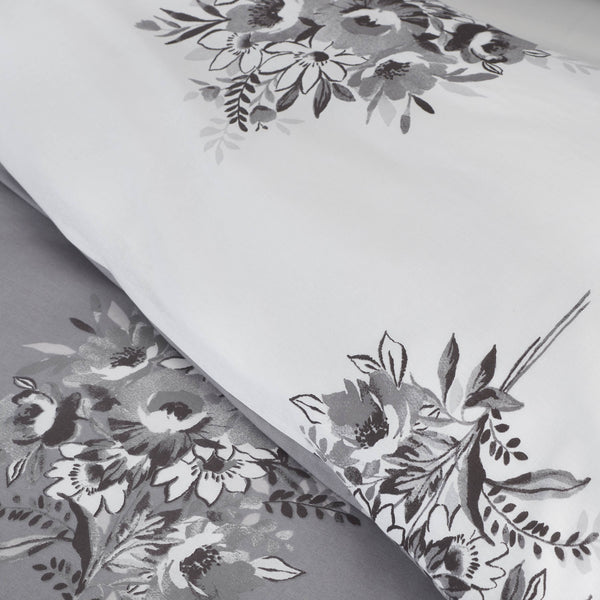 Floral Bouquet Duvet Cover Set - Grey