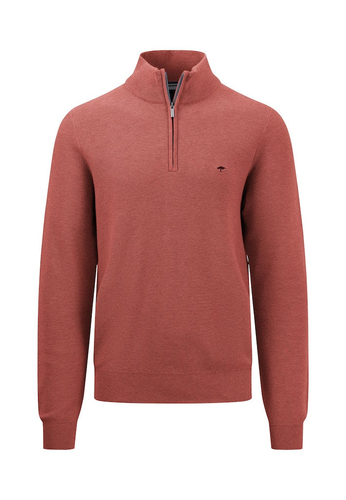 Plain Troyer Zip Jumper - Orient Red