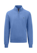 Plain Troyer Zip Jumper - Crystal Blue