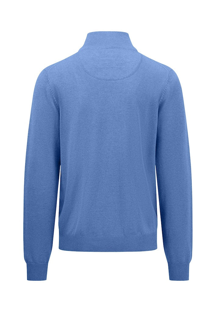 Plain Troyer Zip Jumper - Crystal Blue