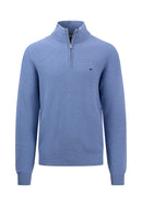 Plain Troyer Zip Jumper - Crystal Blue