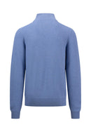 Plain Troyer Zip Jumper - Crystal Blue