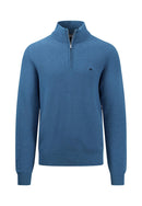 Plain Troyer Zip Jumper - Azure