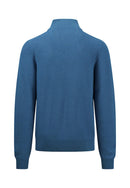 Plain Troyer Zip Jumper - Azure