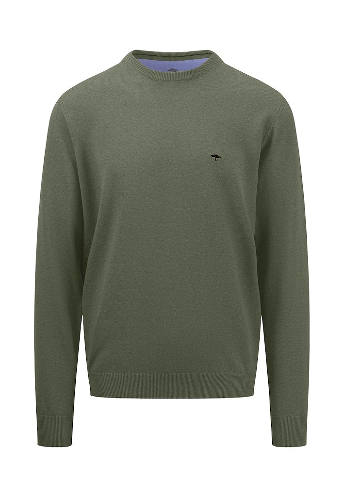 Plain Round Neck Jumper - Dusty Olive