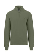 Plain Troyer Zip Jumper - Dusty Olive