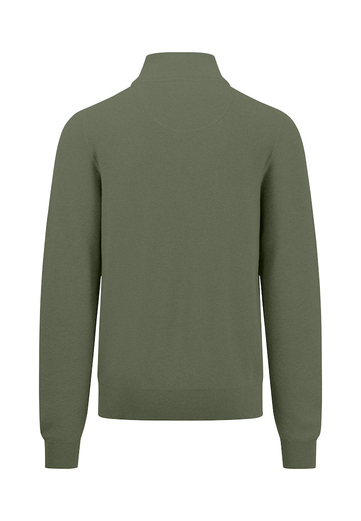 Plain Troyer Zip Jumper - Dusty Olive