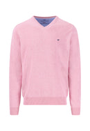 Superfine V Neck Jumper - Peony